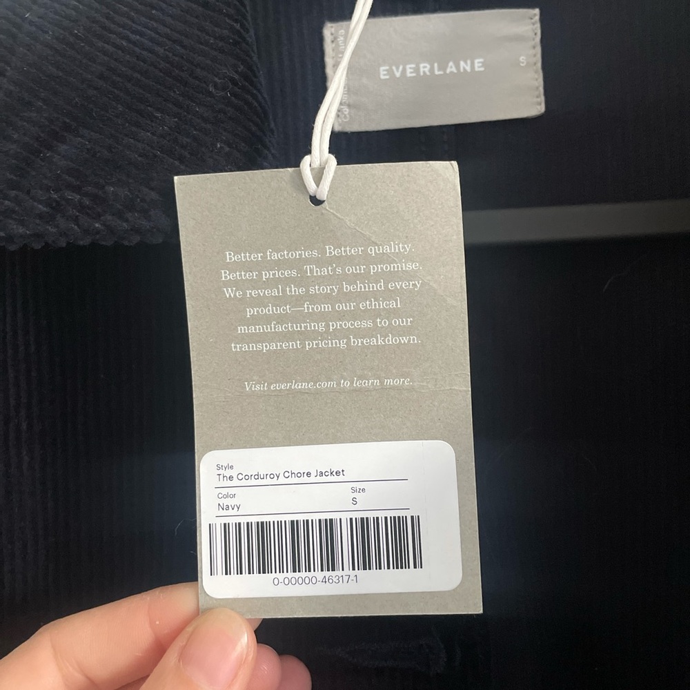 New with tags navy corduroy Everlane Chore Jacket size small